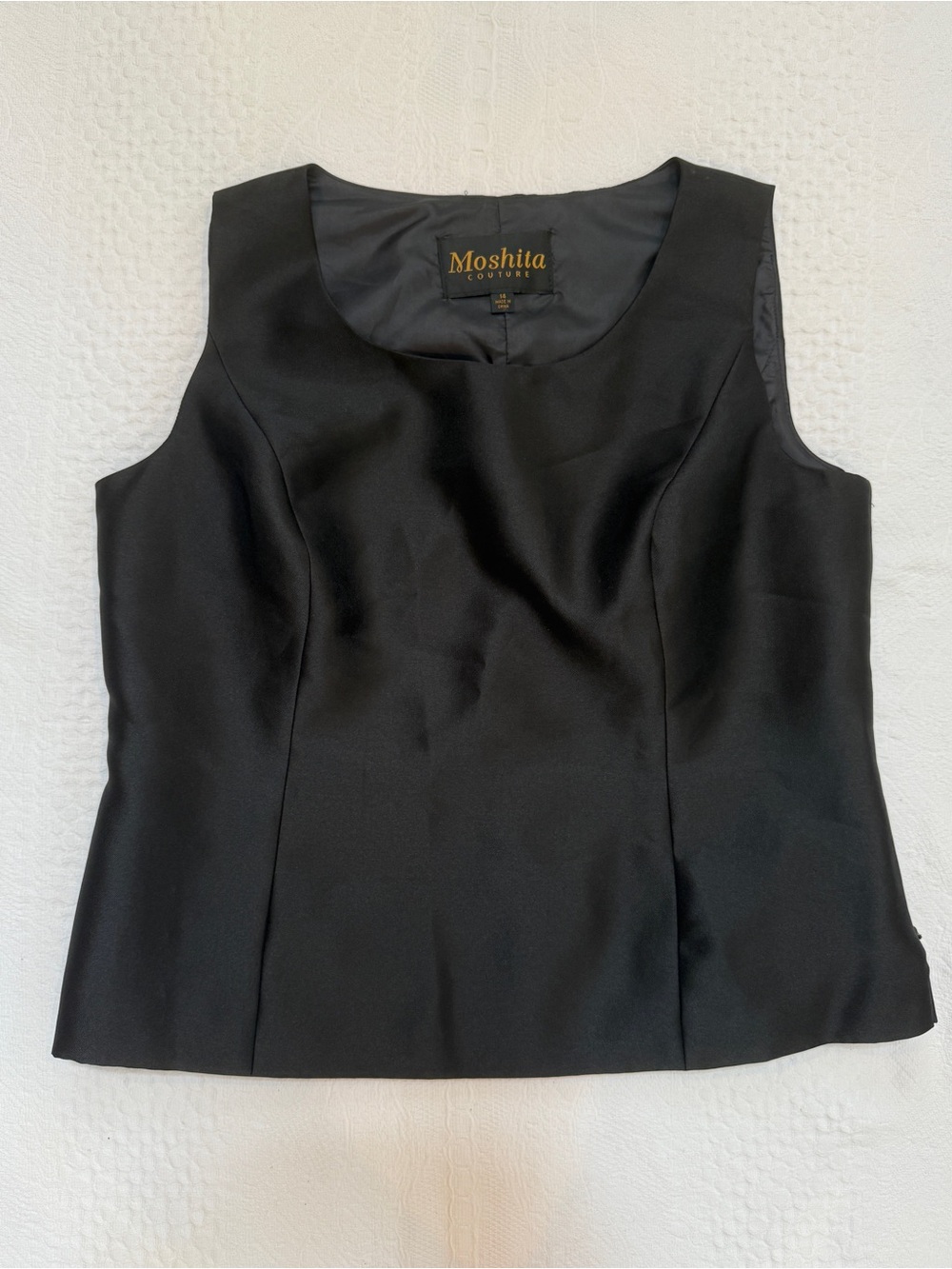 Moshita Couture Black Sleeveless Blouse Size 14 Fully Lined